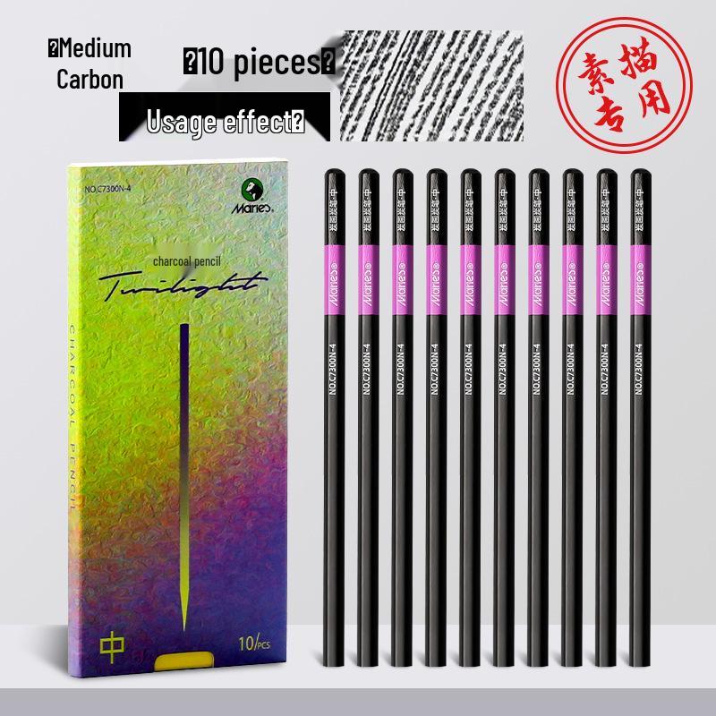 Mali Student Sketching & Drawing Pencil Set: Includes 2B, 4B, 14B soft, medium, hard, and charcoal pencils ideal for art exams.