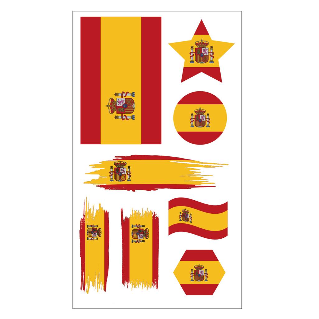 Flag Design Temporary Tattoos Sheet with Multiple Shapes for Festivals Sports Events and Parties Temporary Tattoos