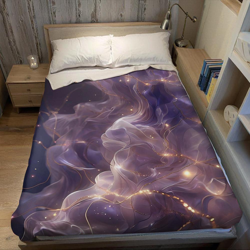 Lavender Star Veil Flannel Blanket Warm Soft Halloween Christmas Couch Warm Cozy Decorative Decor Gift for All Season