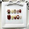 Cute Hand-Painted Press-On Nails Short Square Cat Eye Design Sweet Ins Style Nail Art Women