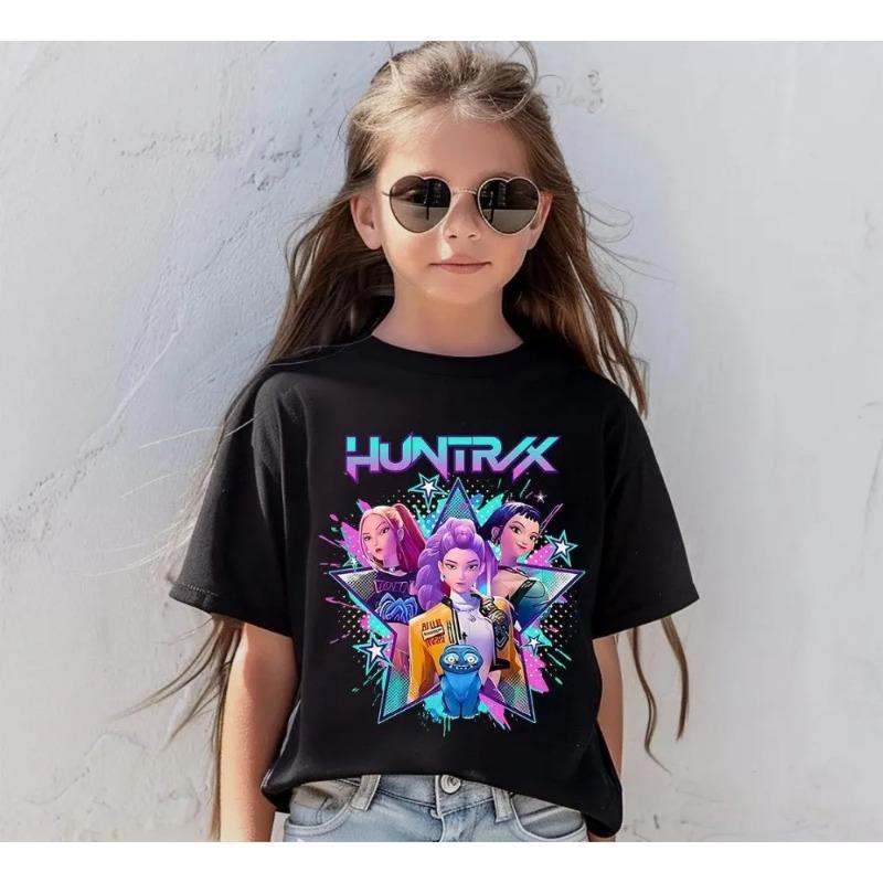 Huntrix Teen T-shirt Mira Rumi Zoey Kpop Devil Hunter Birthday T-shirt Back-to-School Season Kids Birthday Gift Summer Top