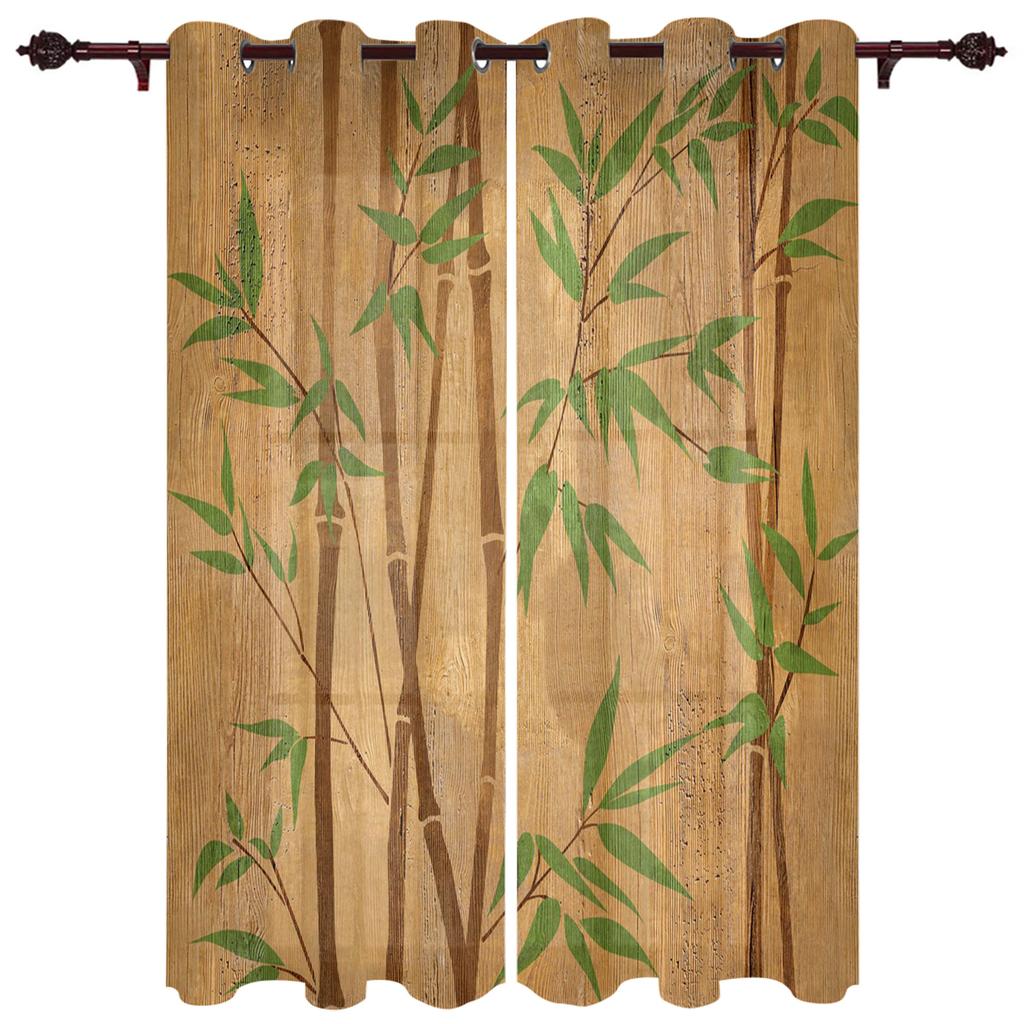 Gold Leaves on Black Background Window Curtain for Living Room Bedroom Home Decor Kitchen for Window Drapes