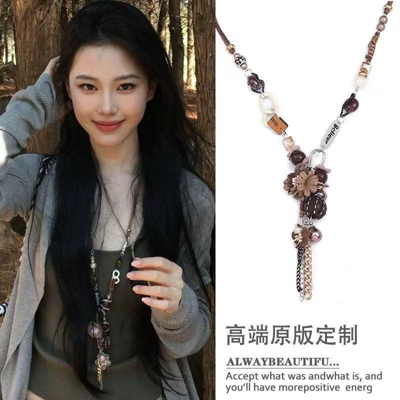 Starfish shell pearl beaded pendant necklace niche versatile temperament collarbone chain simple fashion high-end jewelry
