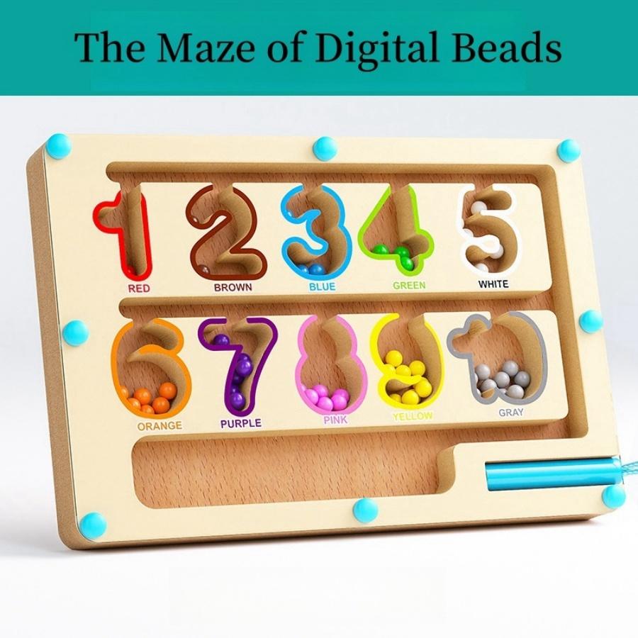 Montessori Magnetic Color Sorting Maze Number Maze Toys Wooden Puzzle Activity Board Fine Motor Toy for Boys Girls