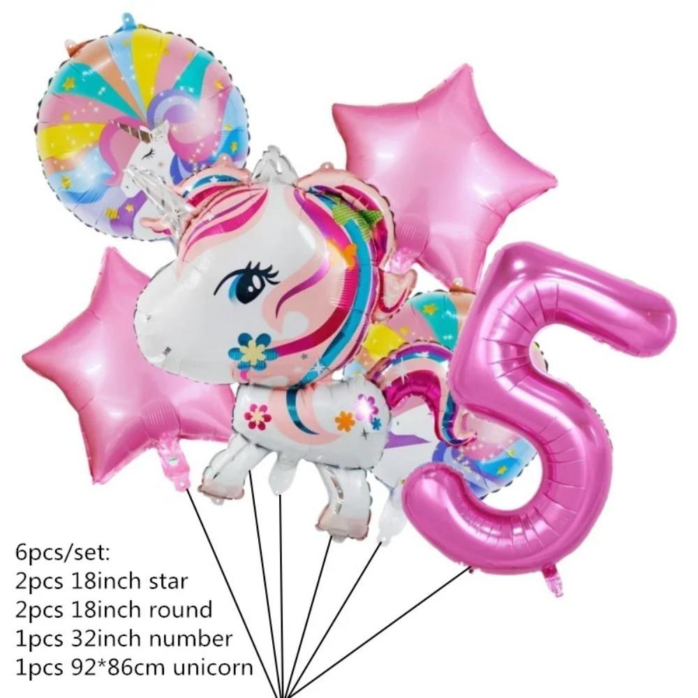 6 Pieces Rainbow Unicorn Themed Aluminum Foil Balloon Baby Shower Boy Girl Birthday Party Holiday Party