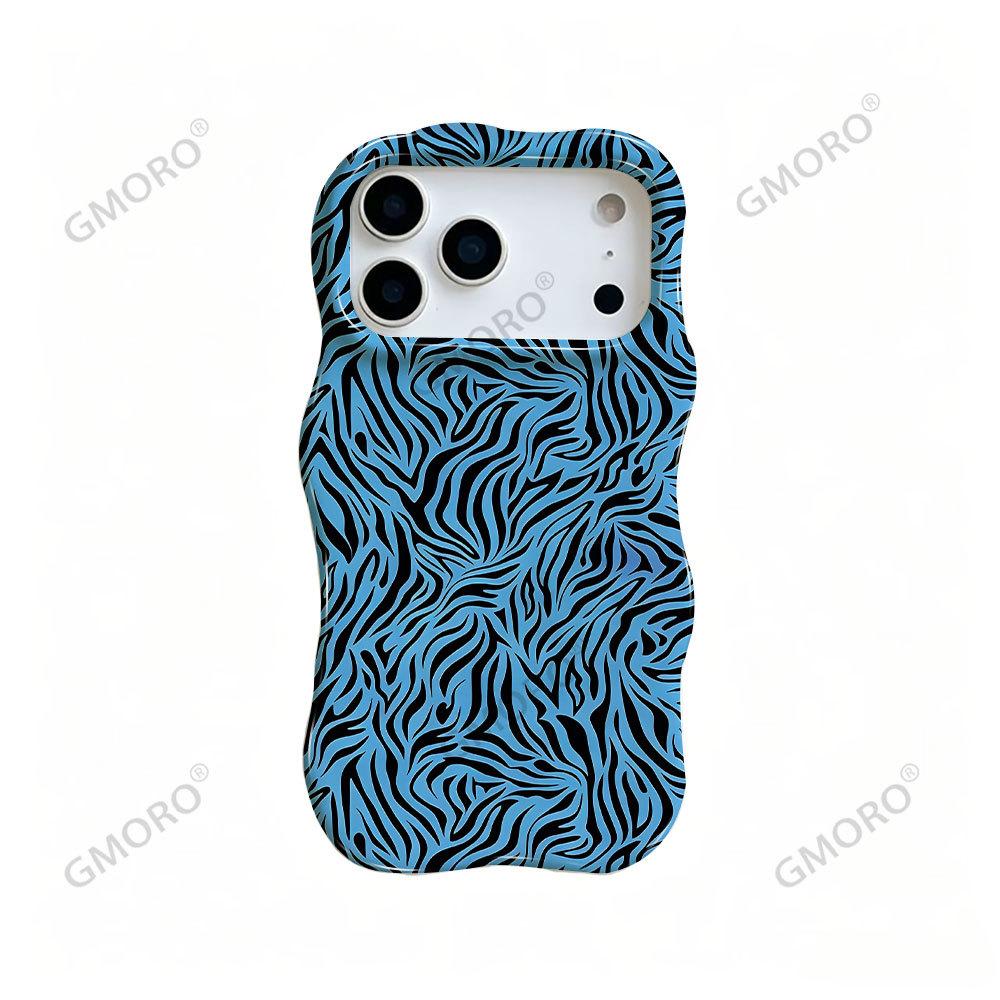 Heat Transfer Wave Film Two-in-one Apple 16 Blue Zebra Pattern iPhone17 Personalized Anti-drop Foreign Trade Hot-selling