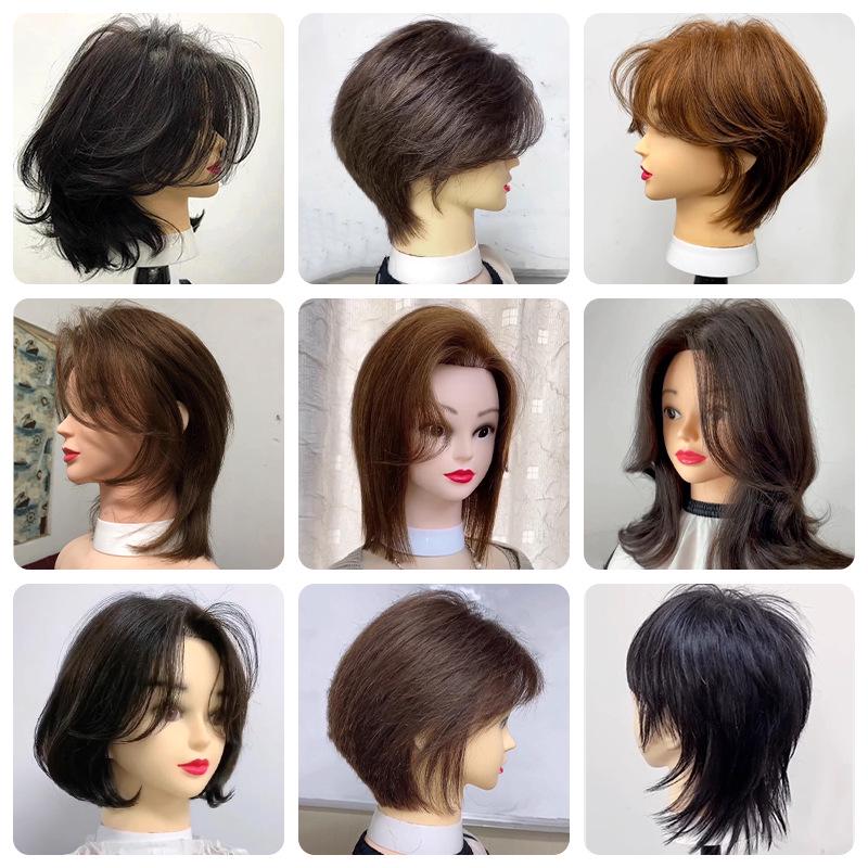 Real Hair Mannequin Head for Hairdressing: Perfect for Barber Apprentices, Perming, Dyeing, Cutting, Blowing, and Styling.