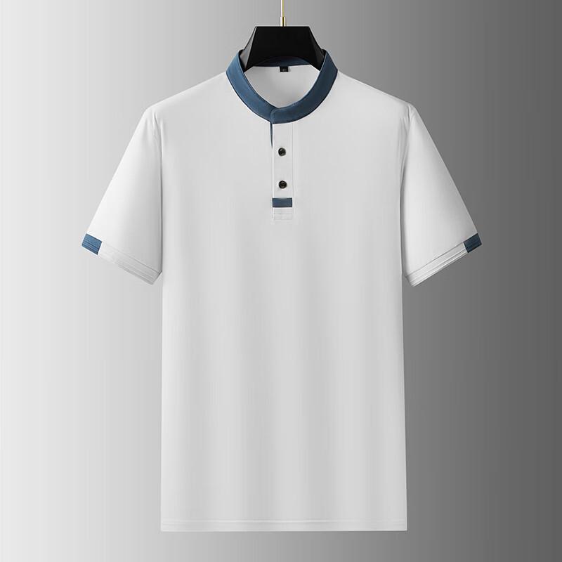 Dibenze Men s Plus Size Color Block Short Sleeve Polo Shirt 7XL