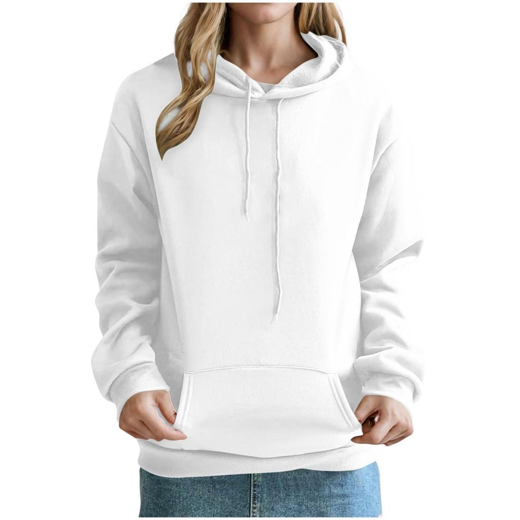 European and American Women's Plus Velvet Loose Casual Pullover Hoodie - 2024 Autumn/Winter Collection