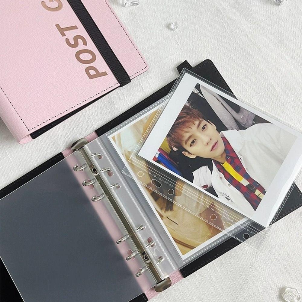 Large Capacity 6-inch Photocard Holder PU Leather Loose-leaf Photo Album Solid Color Idol Card Storage Booklet