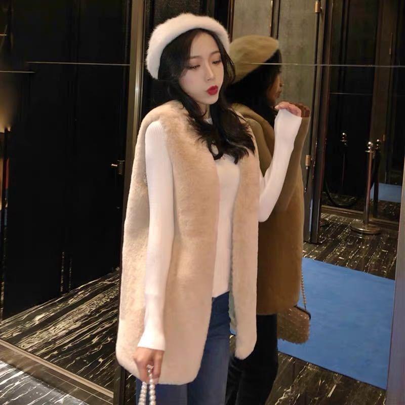 Imitation fur vest women's medium and long 2 spring and autumn new imitation Rex rabbit fur vest vest jacket slim jacket