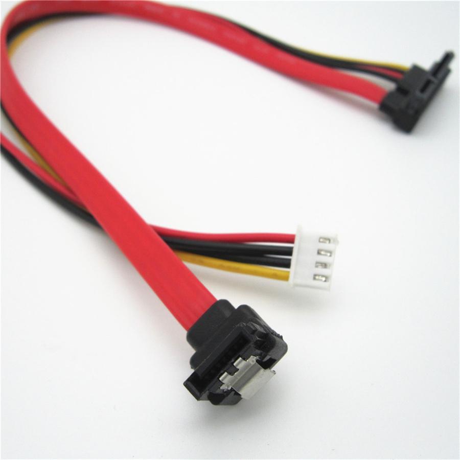 50cm 90° SATA 7+15P 22pin to SH 2.0 4pin Power Right Angled HDD Hard Disk Cable