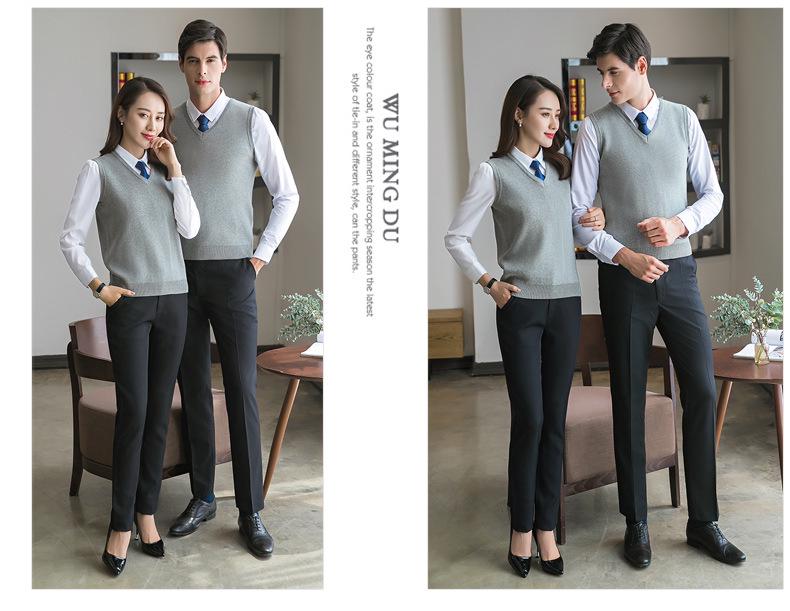 Unisex V-neck Wool Sweater Vest for Spring/Autumn Business Wear