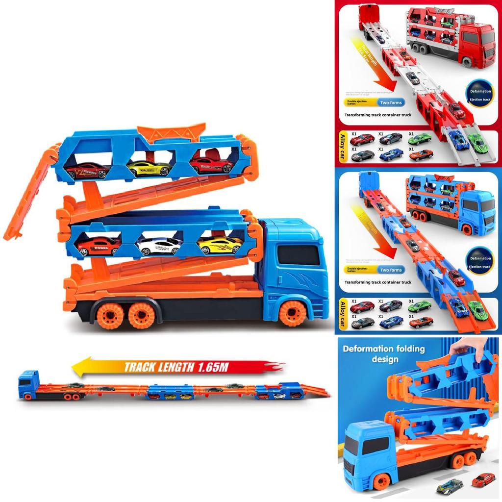 Childrens Large Track Car Set With Collapsible Metal Vehicles For Indoor Play And Development