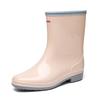 Fashion Medium Tube Rain Shoes Women's Pvc Non-slip Rain Boots Women's Water Shoes New Rubber Shoes Water Boots Kitchen Overshoes