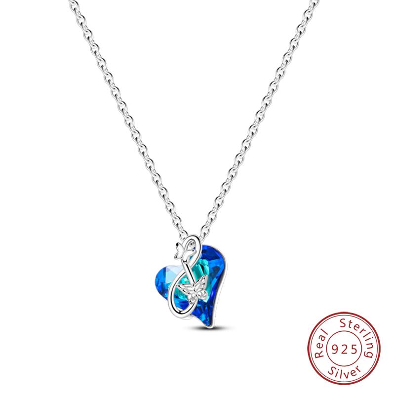 925 Silver Luminous Firefly Heart Shaped Zircon Pendant Necklace For Women Fashion Anniversary Birthday Jewelry Gifts
