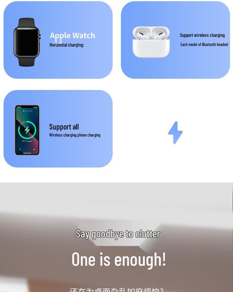 3-in-1 Foldable Wireless Charger for Apple Phones, Watches & Earbuds