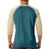 Men's Button-Down Contrast Raglan 3/4 Sleeve Top