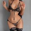 Babydolls Transparent Underwear Sexual Lingerie Woman Sexy Hollow Out Sleepwear Sex Bow Open Bra and Pajama Set Erotic Costume
