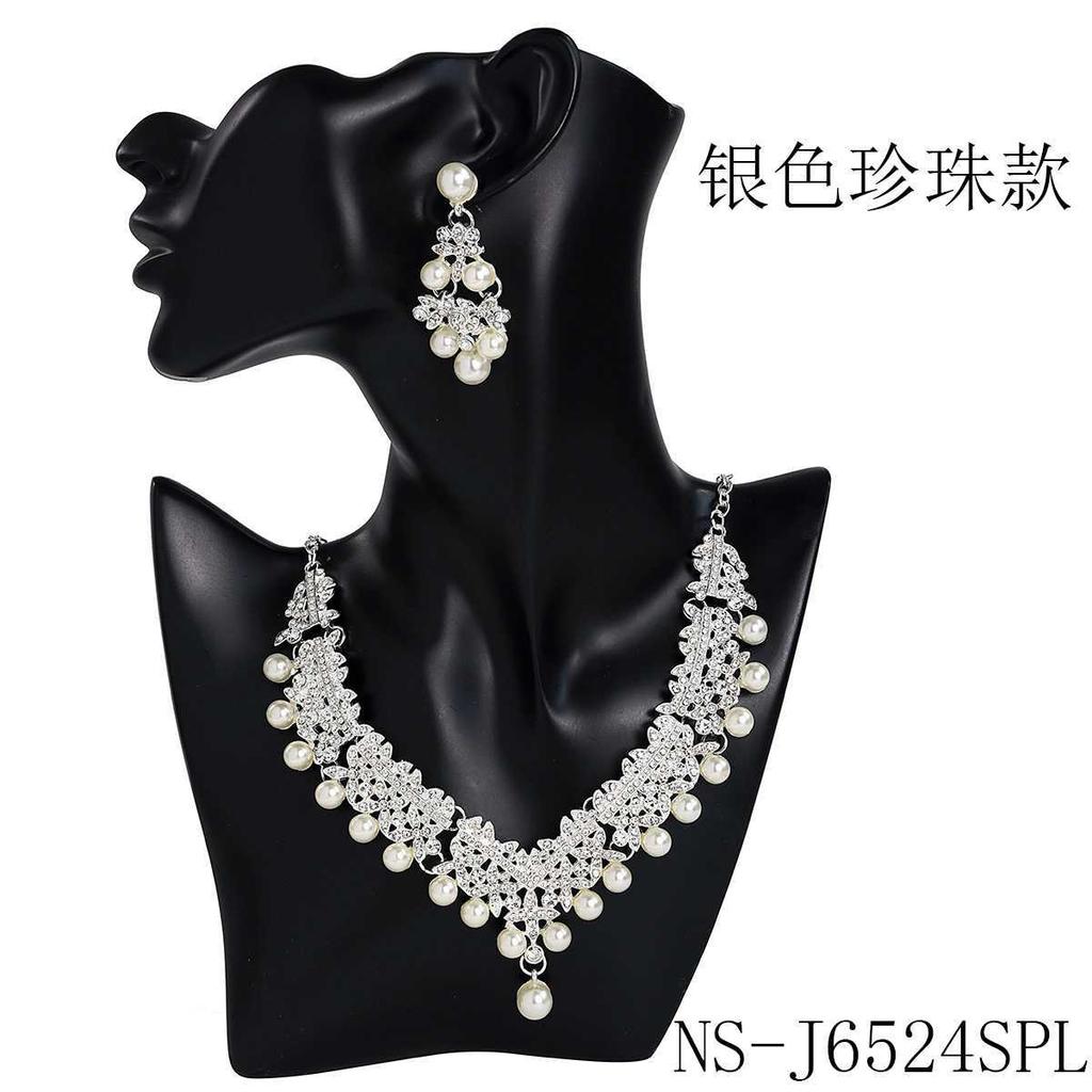 European and American Cross-border Fringed Earrings Necklace Set, High-end Retro Alloy Jewelry, Bridal Wedding Jewelry Two-piece Set