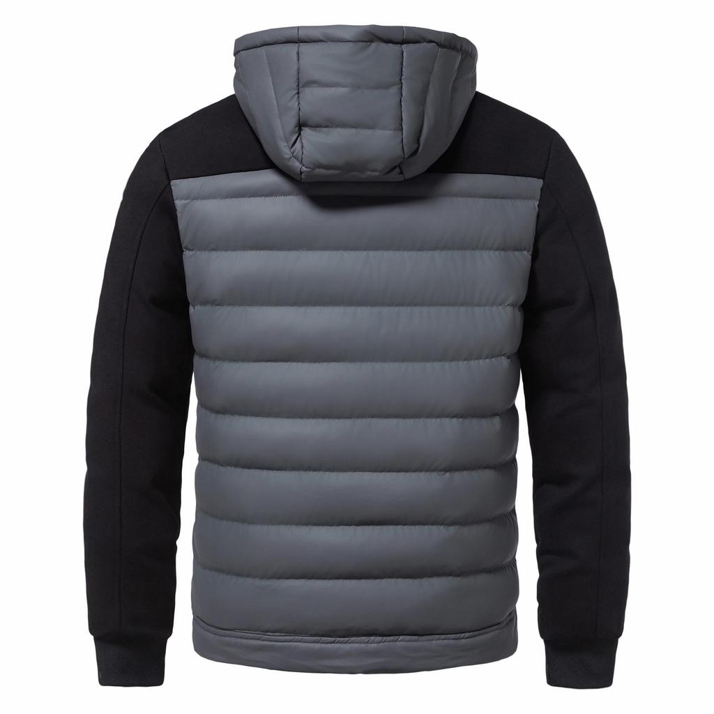 Men's Hooded Cotton Padded Jacket - Stand Collar, Patchwork, Warm Winter Casual Sport Jacket