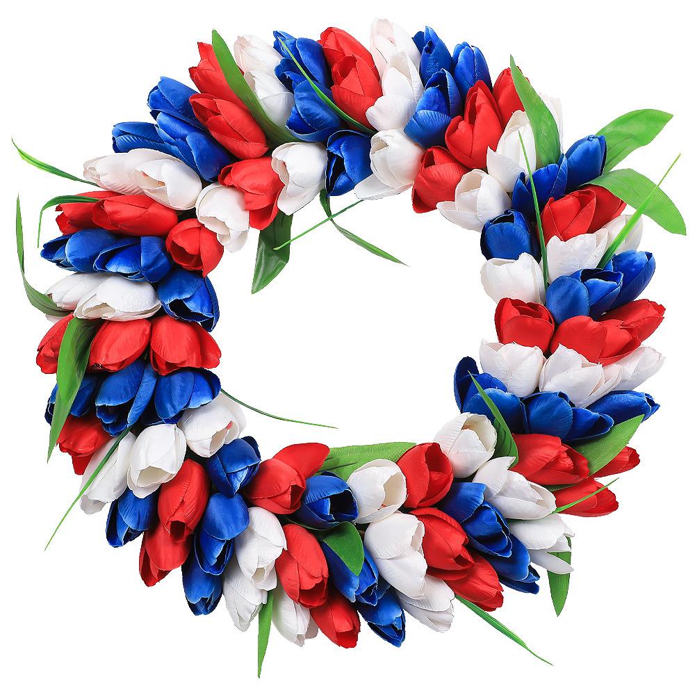 

Венок ко Дню независимости, имитация тюльпанового венка, подвеска на дверь, украшение для вечеринки во дворе