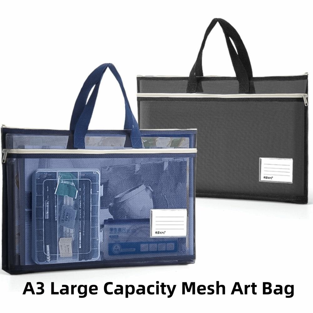 Zip Handbag 8k Sketch Drawing Album Large Capacity File Storage Bag A3 Mesh Art Bag Student