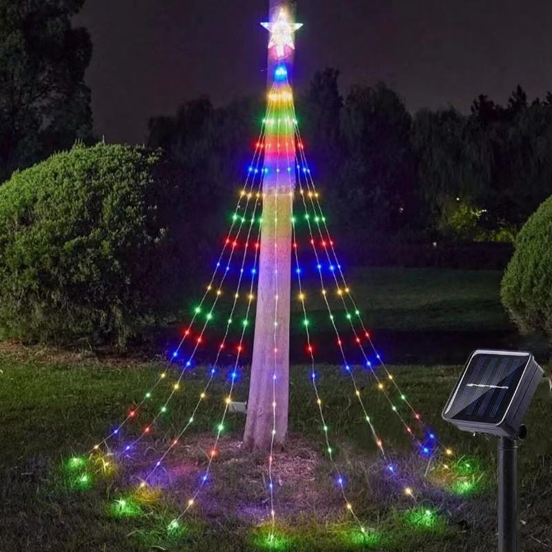 Outdoor Waterproof Christmas Tree Fairy Lights - Leather String Waterfall & Courtyard Decor