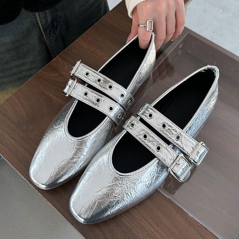 Fashion Female Footwear Shallow Ladies Ballet Flats Shoes Fashion Buckle Strap Round Toe Luxury Women Flats Mary Janes Shoes