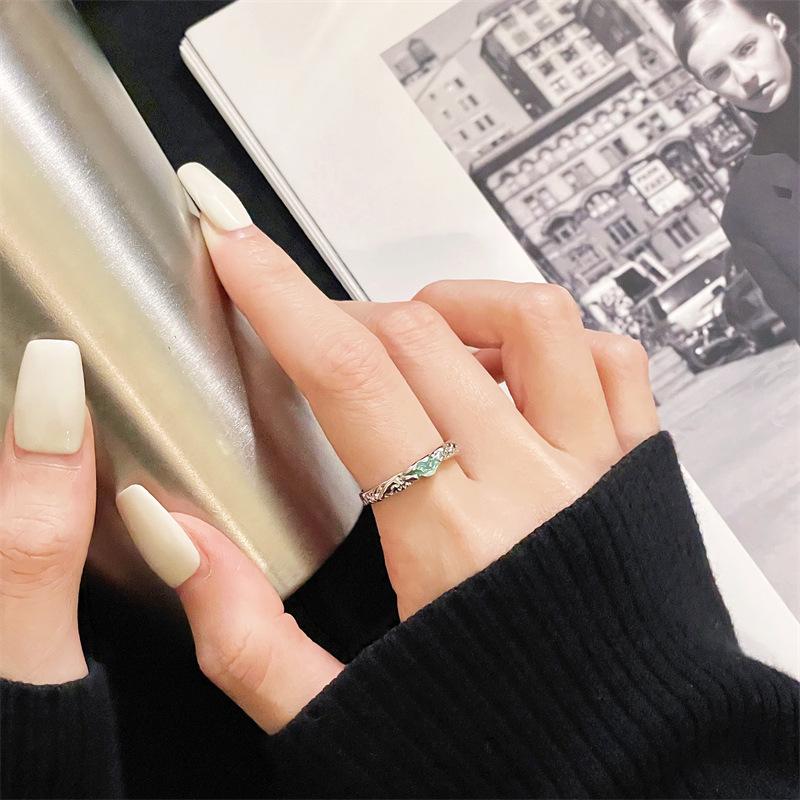 Blue Ocean Drip Glaze Open Ring Star Chain Niche Design Sense Personality Advanced Sense Index Finger Ring Female