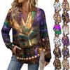 Women's Carnival Printed Fashion Long Sleeve Button Hoodie Top