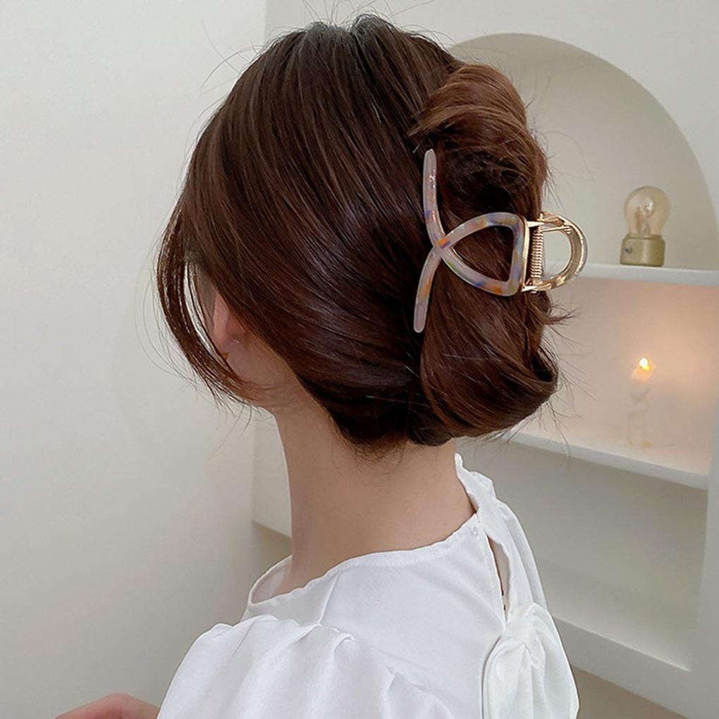 Marble Mother-of-Pearl Metal Cellulose Hair Clips (2 Pieces)