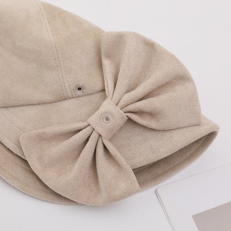 Women S Korean Style Winter Autumn Octagonal Hat Bow Decor Warm Sun Protection Cap