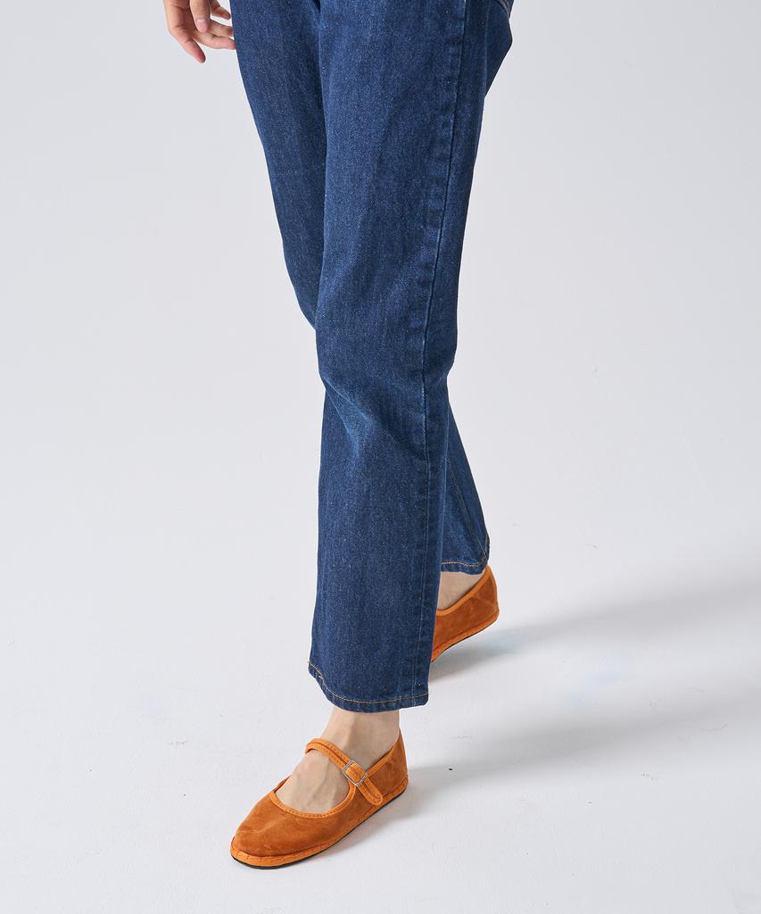 Drogheria Crivellini Cotton Velvet Mary Jane Flats_Orange Collar