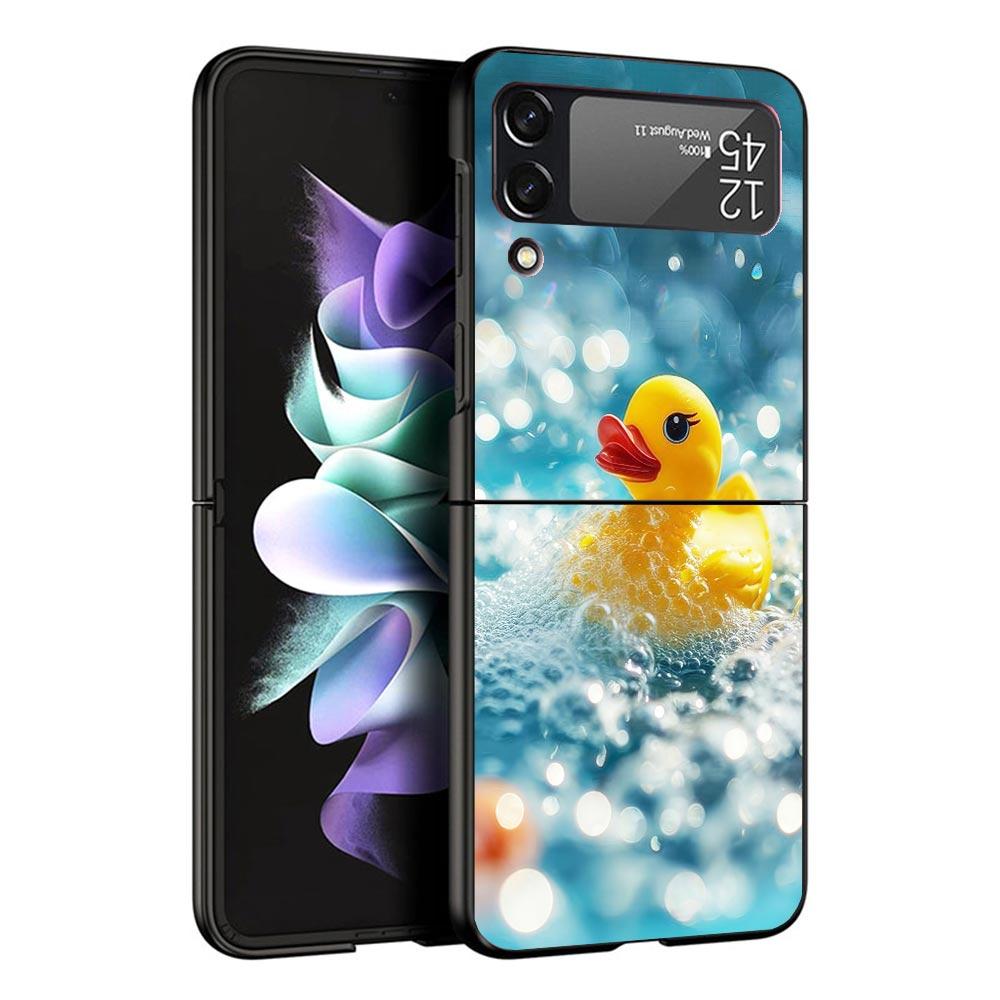 Rubber Ducks Swimming Pool Black Phone Case For Samsung ZFlip7 ZFlip6 ZFlip5 ZFlip4 ZFlip3 5G Hard Protective Galaxy Z Flip 3 4
