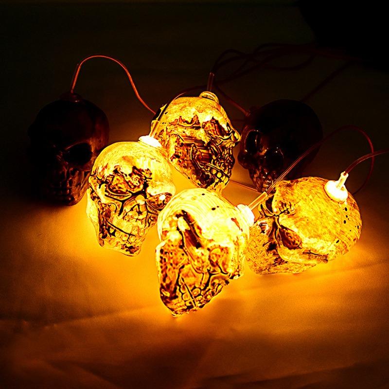 Solar Halloween String Lights Skull Ghost and Pumpkin Heads Outdoor Horror Decorations for Garden Yard Patio Haunted House Decor