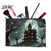 Durable Canvas Organizer Storage Bag, Halloween Pattern Print, Zippered Holiday Theme Bag Travel Toiletry Case, for Makeup And Stationery Cosmetic
