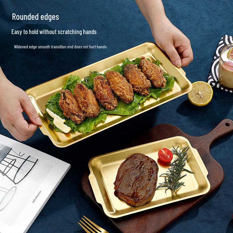 Korean Style Stainless Steel Rectangular Serving Tray