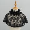 Vintage Rose Lace Capelet Ruffled High Collar Shawl, Gothic Lolita Short Shoulder Wrap, Wedding Cosplay Lace Shrug Accessories for Women
