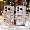 Dirt-resistant Cute Phone Case For Realme C63 4G/C61 4G Wrist Strap Kickstand Back Cover Anti-knock Lanyard Silicone