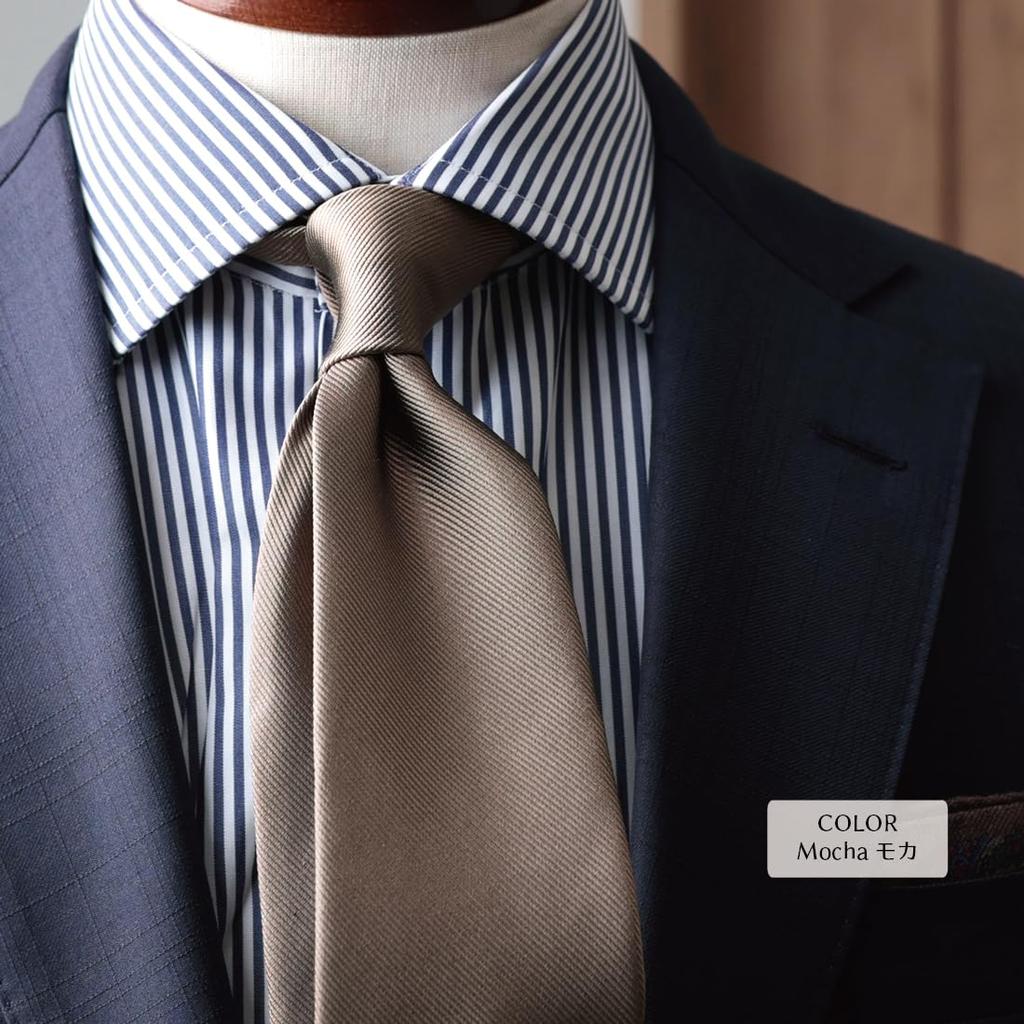 [Y&TAILOR] Necktie, Kyoto Tango-made, Solid Color, 100% 12-Rep Silk, Brand Name, High-Quality, Made in Japan, Perfect for Weddings and Gifts (Mocha)