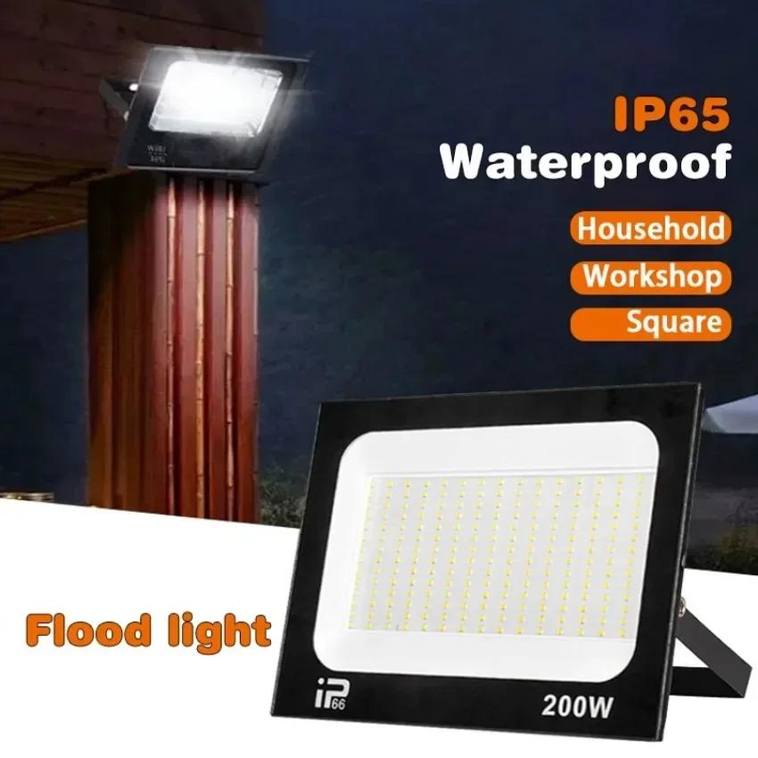 200W LED Floodlight Spotlight Outdoor IP66 Waterproof Courtyard Light Porch Garden Garage Street Indoor Outdoor Lighting AC220V