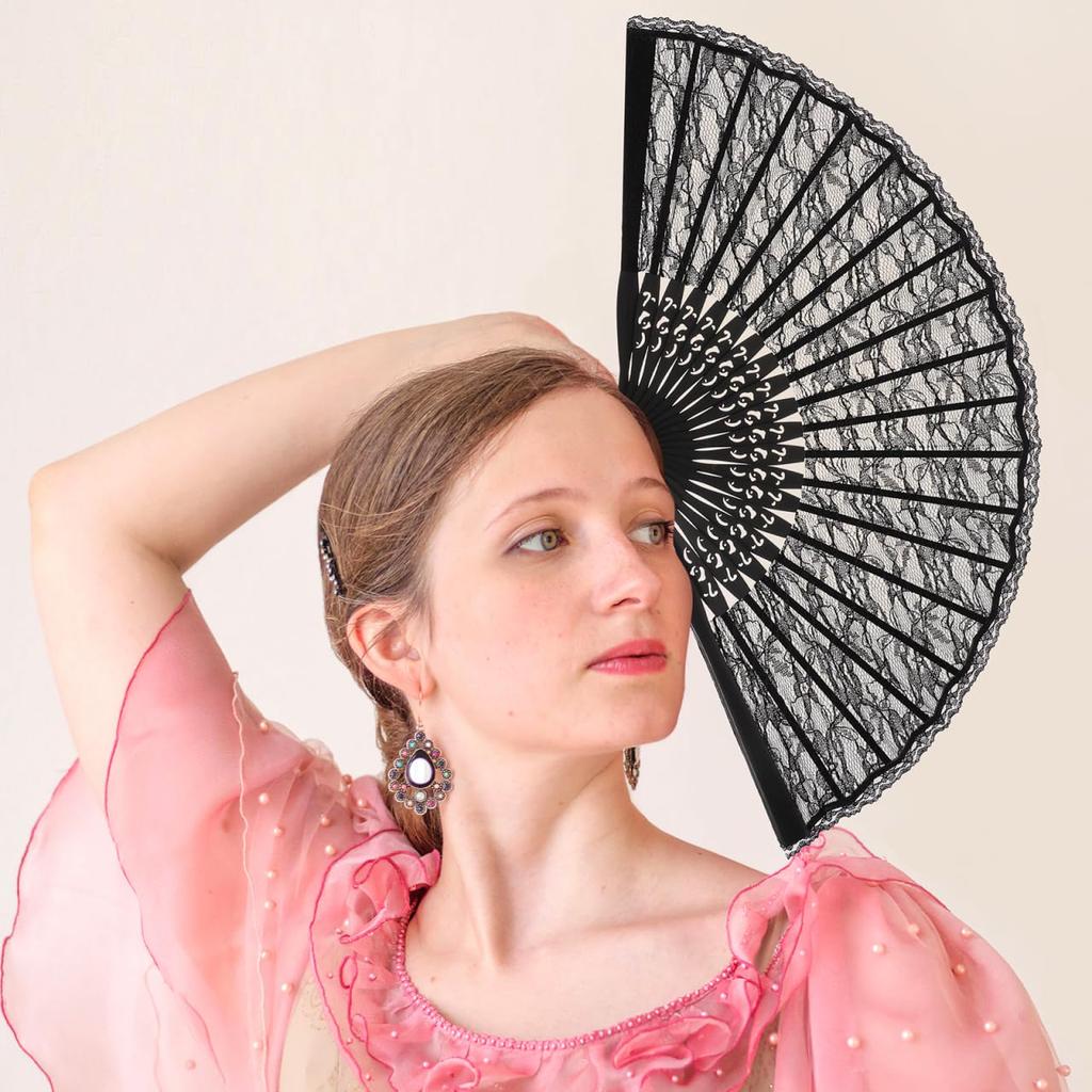 EXCEART Folding Natural Japanese Perfect for Fireworks 1 Piece Fan, Lace, Cosplay, Cute, Bamboo, Stylish, Women's, Style, Festivals, Displays, Summer,