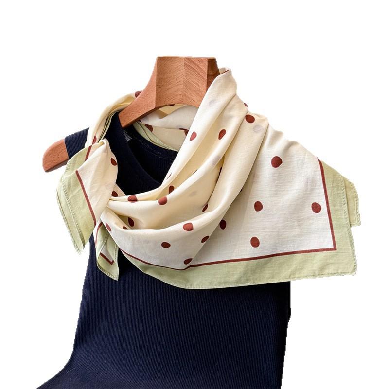 Refreshing Temperament Pure Cotton Small Square Scarf High-end Printed Silk Scarf Headscarf Shawl Scarf Women's Professional Scarf Scarf Scarf