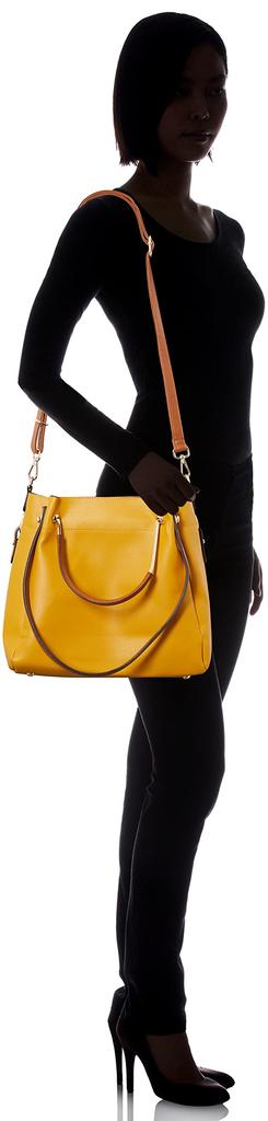 ARROWS & Company Ltd. Women's 3-Way Shoulder Bag with Built-in Pouch, Yellow, 6R3193005-5024