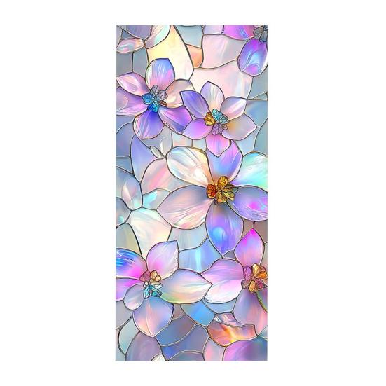 

Flower Window Privacy Film Leaf Pattern Privacy Protection Film Static Cling Removable Decorative Window Film for Home Bathroom Kitchen D