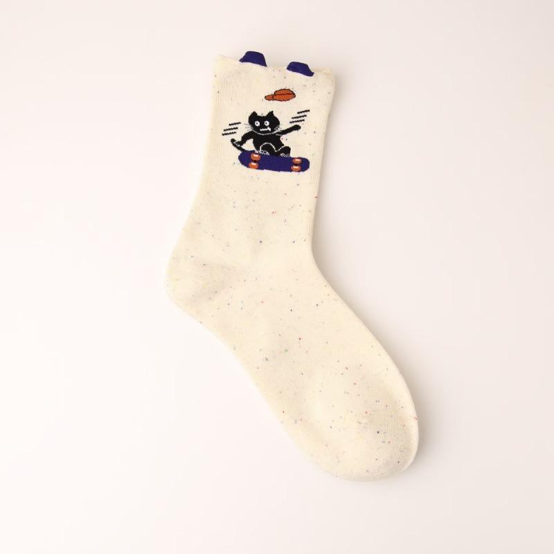 Ladies Spring and Summer Cartoon Funny Cute College Tube Socks