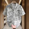 Summer New Tie-dye Short-sleeved Shirt Men's Fashion Casual Trendy Printed Handsome Top