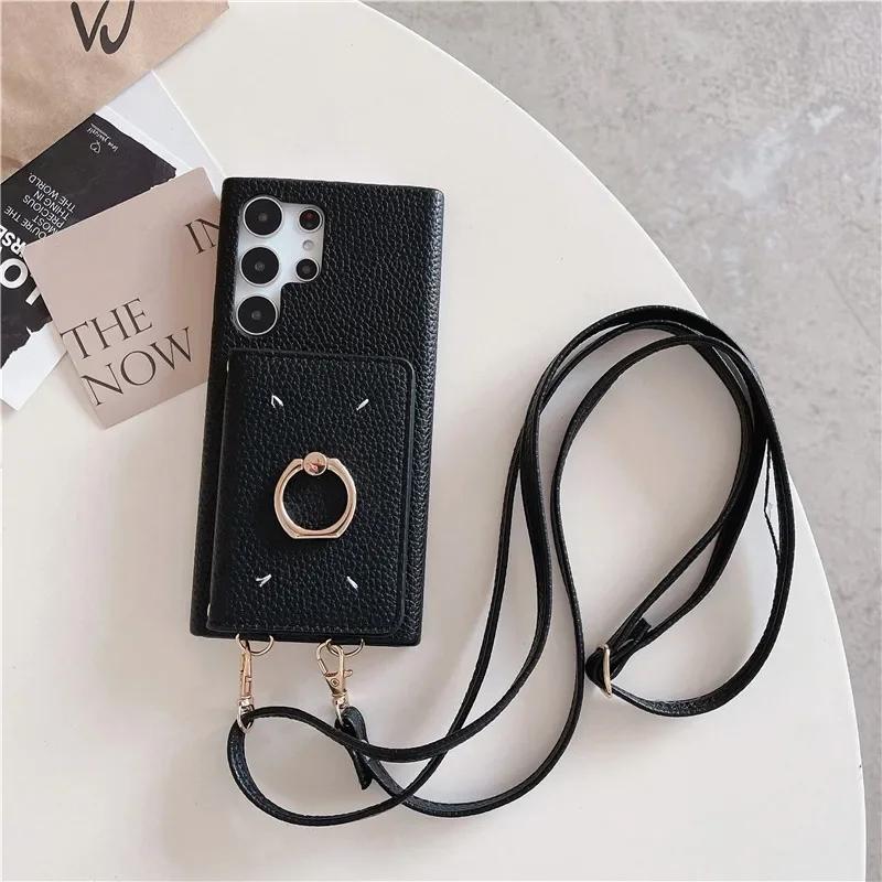 Leather Crossbody with Card Holder Phone Case for Samsung Galaxy S23 FE S24 Ultra S22 Plus A13 A22 A33 A14 A24 A34 A53 A54 Cover