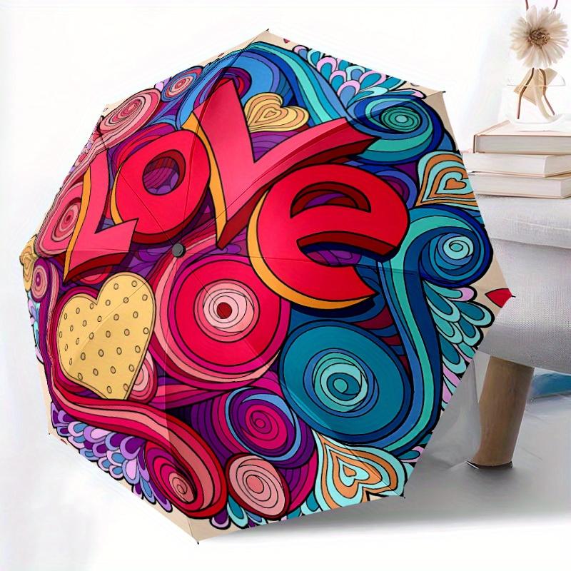 1pc Love, Heart Automatic Open, Sturdy Iron Frame, Compact Folding Design, All-Season Portable Umbrella for Women & Men yy250801130